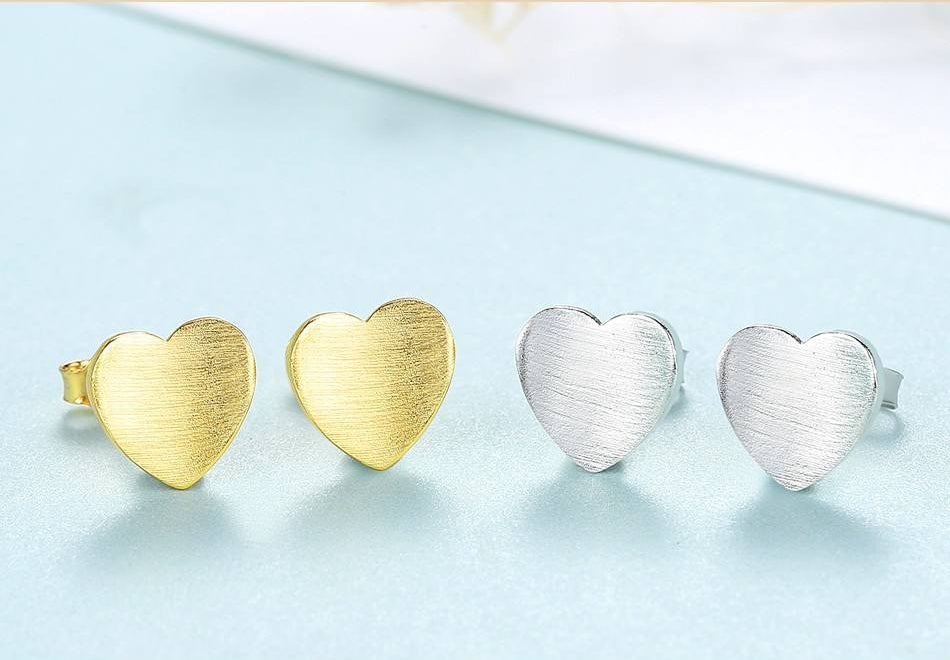Cercei HEART din Argint 925, placați cu 3 straturi de Aur 18K - Bijuterii cu Farmec